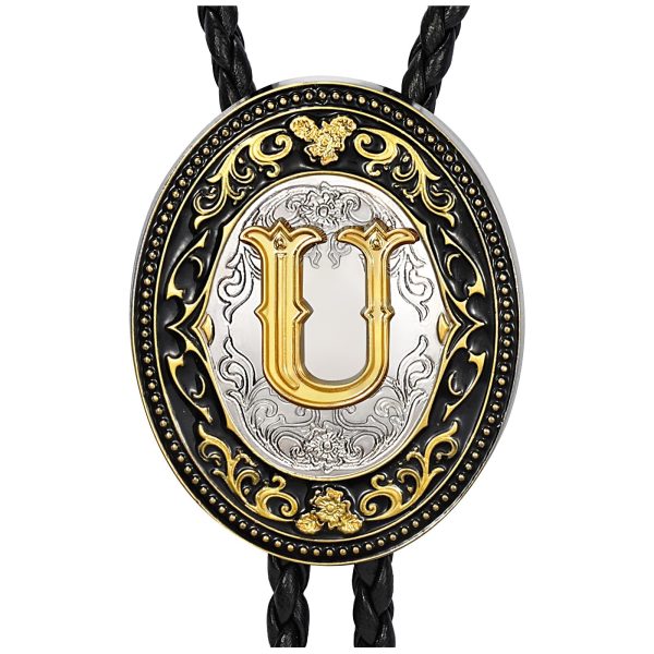 XZQTIVE Vintage Bolo Tie for Men — Initial Letter A-Z Western Bolo Tie Rodeo Cowboy Leather Necktie XZQTIVE Vintage Bolo Tie for Men — Initial Letter A-Z Western Bolo Tie Rodeo Cowboy Leather Necktie