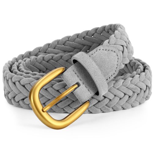 XZQTIVE Women's Braided Suede Belt — Adjustable Woven Waist Belt with Gold Buckle