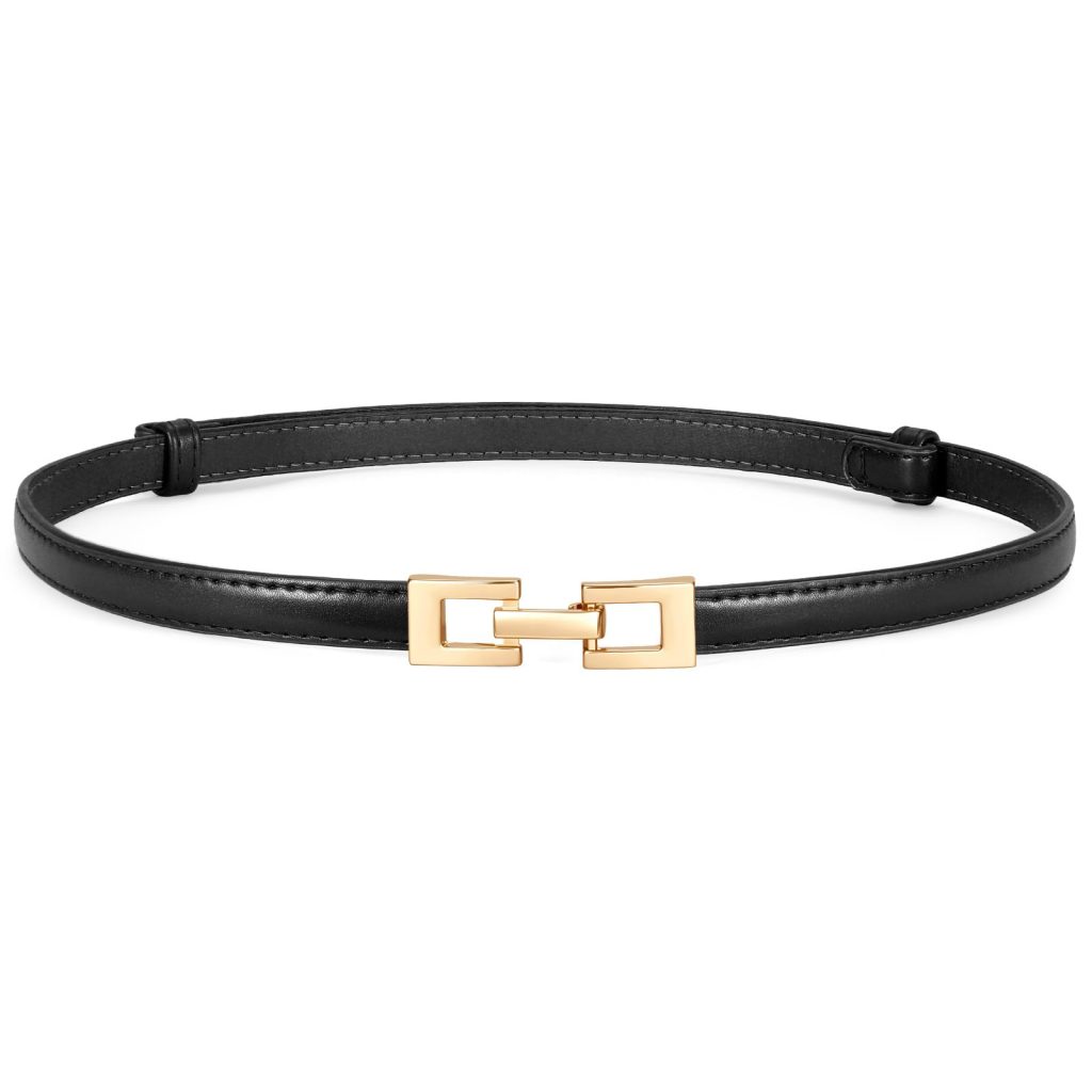 Black thin leather belt — capsule wardrobe piece one