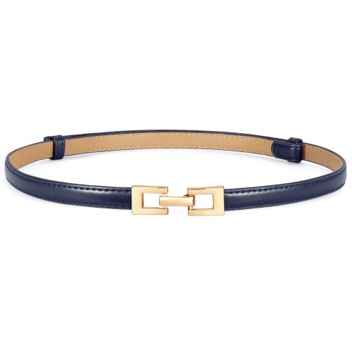 XZQTIVE Women's Thin Leather Belt – Adjustable Casual Office Belt for Dresses Jeans Pants – Gold Buckle, Multi-Color