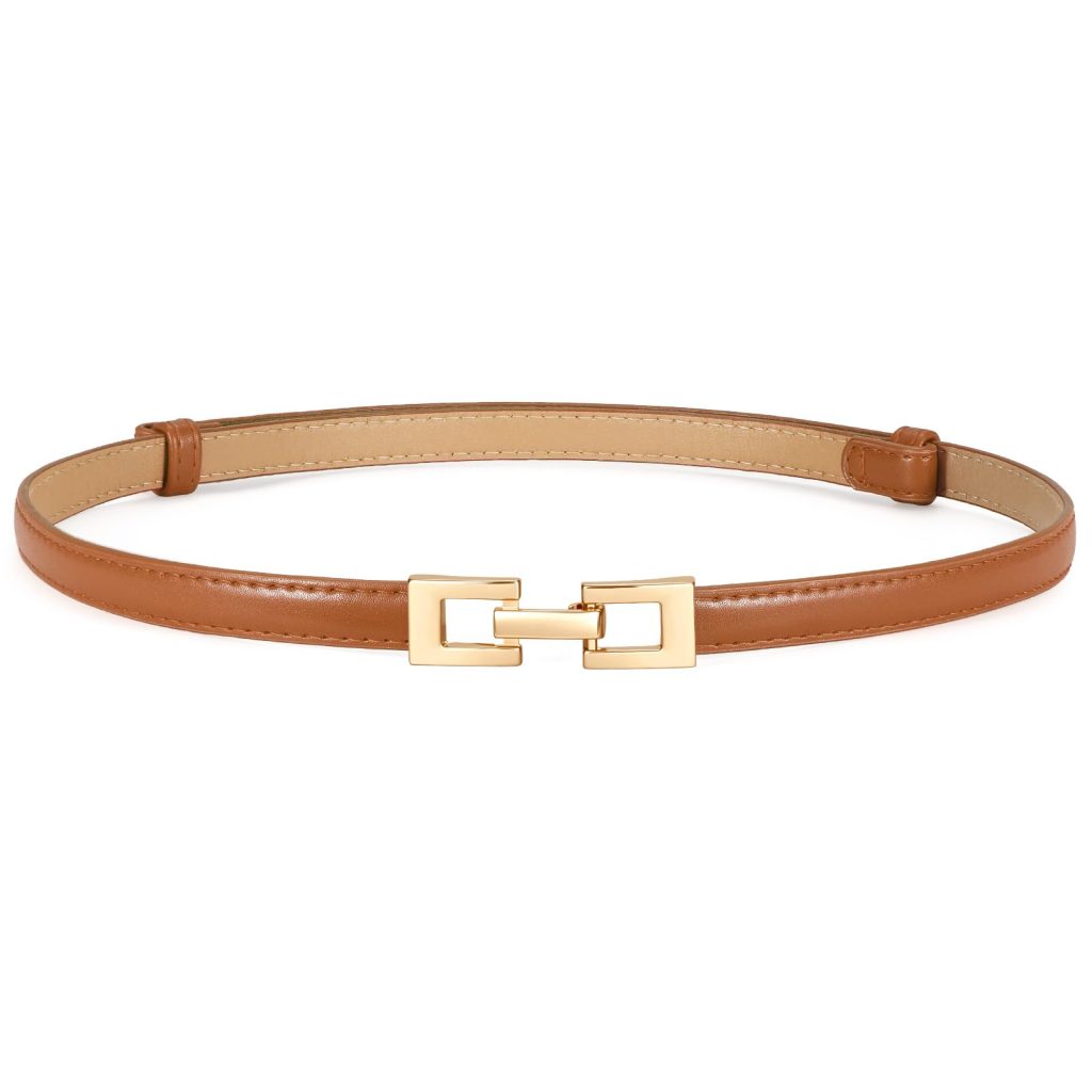 Brown thin leather belt — capsule wardrobe piece two